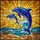 Ocean Lovers' Detailed Tiffany Stained Glass Leaping Dolphin Wave Mosaic Art, Azure Blue Violet Amber Hues Stained Glass Suncatcher - 5