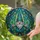 Fantasy Art Lovers' Whimsical Stained Glass Gnome with Clovers, Jewel Tone Blue Green Mosaic Stained Glass Suncatcher - 2