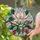 Nature Lovers' Vibrant Pink Fuchsia Magnolia Stained Glass Emerald Leaf Design Stained Glass Suncatcher - 2