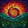 Nature Lovers' Tiffany Stained Glass Cosmic Vortex Mountain Sunset Forest Jewel Tone Blue Orange Purple Art Stained Glass Suncatcher - 5