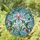 Nature Lovers' Detailed Stained Glass Hummingbirds Pink Flower Swirling Sky Art Teal Orange Jewel Tones Stained Glass Suncatcher - 1