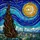 Art Enthusiasts' Jewel Tone Stained Glass Cypress Moon Starry Village Mosaic Stained Glass Suncatcher - 5