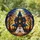 Spooky Season Fans' Stained Glass Glowing Orange Indigo Blue Haunted Victorian Mansion Ghosts Stained Glass Suncatcher - 1