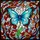 Art Lovers' Majestic Stained Glass Butterfly Aqua Blue Iridescent Floral Mosaic Jewel Tones Stained Glass Suncatcher - 5