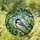 Nature Lovers' Tiffany Style Stained Glass Titmouse Bird Vibrant Emerald Green & Sky Blue Foliage Stained Glass Suncatcher - 1