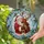 Holiday Lovers' Intricate Stained Glass Santa Reindeer Ruby Red Creamy White Golden Yellow Winter Mosaic Design Stained Glass Suncatcher - 2