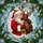 Holiday Lovers' Intricate Stained Glass Santa Reindeer Ruby Red Creamy White Golden Yellow Winter Mosaic Design Stained Glass Suncatcher - 5