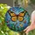 Nature Lovers' Vibrant Monarch Butterfly Tiffany Stained Glass Mosaic Art with Ruby Red & Golden Accents Stained Glass Suncatcher - fidrOSyO0H