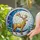Nature Lovers' Majestic Stag Stained Glass Art, Golden Amber Sapphire Blue Winter Twilight Stained Glass Suncatcher - H8Dx3_C932