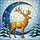 Nature Lovers' Majestic Stag Stained Glass Art, Golden Amber Sapphire Blue Winter Twilight Stained Glass Suncatcher - 5
