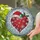 Holiday Lovers' Tiffany Style Stained Glass Ruby Red Festive Heart Snowy Snowflakes Emerald Holly Pattern Stained Glass Suncatcher - 2