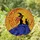 Fantasy Lovers' Tiffany Stained Glass Witch & Black Cat Silhouette, Amber Gold Moon, Royal Blue Purple Stained Glass Suncatcher - 1
