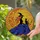 Fantasy Lovers' Tiffany Stained Glass Witch & Black Cat Silhouette, Amber Gold Moon, Royal Blue Purple Stained Glass Suncatcher - 2