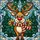 Christmas Lovers' Tiffany Stained Glass Reindeer Mosaic Joyful Red Nose Fir Trees Twinkling Stars Red Amber Cream Stained Glass Suncatcher - 5