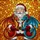 Holiday Fantasy Art Enthusiasts Stained Glass Santa Ruby Red Blue Dragon Tiffany Style Golden Amber Mosaic Stained Glass Suncatcher - 5