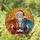 Holiday Fantasy Art Enthusiasts Stained Glass Santa Ruby Red Blue Dragon Tiffany Style Golden Amber Mosaic Stained Glass Suncatcher - 1