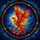 Fantasy Art Lovers' Vibrant Tiffany Stained Glass Phoenix Cosmic Nebula Jewel-Studded Border Stained Glass Suncatcher - 5