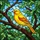 Nature Lovers' Intricate Stained Glass Yellow Canary, Tiffany Style Orange & Green Mosaic Pattern Stained Glass Suncatcher - 5