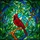 Nature Lovers' Vibrant Stained Glass Cardinal Bird & Foliage Mosaic, Ruby Red Green Blue Yellow Tiffany Style Pattern Stained Glass Suncatcher - 5