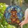 Fantasy Art Lovers' Whimsical Stained Glass Highland Cow Witch Hat Dragon Wings Jewel Tone Mosaic Stained Glass Suncatcher - 2
