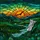 Art Enthusiasts' Vibrant Tiffany Stained Glass Sunset Bird Emerald Teal Mountain Mosaic Stained Glass Suncatcher - 5