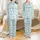 Sheep Lover Fluffy Cartoon Sheep, Sky Blue Cloud Pattern Low Top Canvas Shoes Satin Pajamas Set - 1