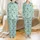Women's & Kids' Cute Cartoon Bumblebee Blossom Light Teal Pattern Pajamas Set Satin Pajamas Set - 1