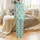 Women's & Kids' Cute Cartoon Bumblebee Blossom Light Teal Pattern Pajamas Set Satin Pajamas Set - 3