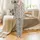 Women's Intricate Tribal Ikat Diamond Pajamas: Neutral Boho Western Cowhide Print Sleep Set Satin Pajamas Set - 2