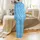 Modern Farmhouse Decor: Sky Blue Plaid Layered Grid Pattern - Durable Polyester Curtain Satin Pajamas Set - 3