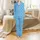 Modern Farmhouse Decor: Sky Blue Plaid Layered Grid Pattern - Durable Polyester Curtain Satin Pajamas Set - 2