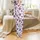 Women's February Birth Flower Sleep Set: Custom Birthday Violet & Deep Purple Floral Loungewear Satin Pajamas Set - 2