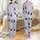 Custom Photo Gift: Fluffy Doodle Dog Snowflake Lavender Print Personalized Lounge Bottoms Satin Pajamas Set - 1