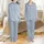 Personalized Bridesmaid Satin Pajamas: Dusty Blue Botanical Line Art Short Sleeve Set Satin Pajamas Set - 1