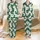 Bridesmaid & Bridal Long Sleeve Satin Sleep Set: Script Name Pattern, Cream Green Organic Cursive Satin Pajamas Set - 1