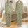 Women's Oeko-Tex Merino Wool Lounge Set: Ruffled Organic Pampas Grass Print Long Sleeve & Pant Satin Pajamas Set - 1