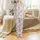Whimsical Crochet Teddy Bear: Pajamas Overalls Dress Pattern & Orchid Hearts - Cozy Loungewear Print Satin Pajamas Set - 2