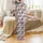 Refined Style: Dusty Rose Blue-Grey Abstract Pattern, Minimalist Initials Stars, Rose Piping - Artwear Satin Pajamas Set - 3