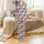 Refined Style: Dusty Rose Blue-Grey Abstract Pattern, Minimalist Initials Stars, Rose Piping - Artwear Satin Pajamas Set - 2