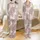 Bride Bridesmaid Satin Sleep Set: Delicate Floral Rosebud Initial Print Personalized Loungewear Satin Pajamas Set - 1