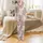 Bride Bridesmaid Satin Sleep Set: Delicate Floral Rosebud Initial Print Personalized Loungewear Satin Pajamas Set - 2