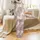 Bride Bridesmaid Satin Sleep Set: Delicate Floral Rosebud Initial Print Personalized Loungewear Satin Pajamas Set - 3