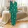 Family Custom Name Christmas Sleep Set: Emerald Green Satin Loungewear with Holly & Star Pattern Satin Pajamas Set - 2