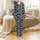 Unisex Tuxedo Cat Lounge Pants: Playful Charcoal Grey All-Over Feline Print - Soft Cotton Blend Satin Pajamas Set - 2