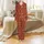 Women's Lush Chintz Kalamkari Style Botanical Floral Tapestry Print Brick Red Burnt Orange Sage Green Satin Pajamas Set - 2
