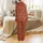 Women's Lush Chintz Kalamkari Style Botanical Floral Tapestry Print Brick Red Burnt Orange Sage Green Satin Pajamas Set - 3