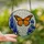 Nature Lovers' Glowing Stained Glass Orange Monarch Blue Lupine Intricate Mosaic Stained Glass Suncatcher - 2