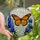 Nature Lovers' Glowing Stained Glass Orange Monarch Blue Lupine Intricate Mosaic Stained Glass Suncatcher - 1