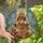 Whimsical Holiday Lovers' Stained Glass Chicken Christmas Tree Emerald Ruby Teal Mosaic Stained Glass Suncatcher - 1
