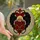 Art Lovers' Tiffany Stained Glass Heart, Glowing Candles, Black Angel Wings, Crimson Roses, Ruby Gemstone Mosaic Stained Glass Suncatcher - 1